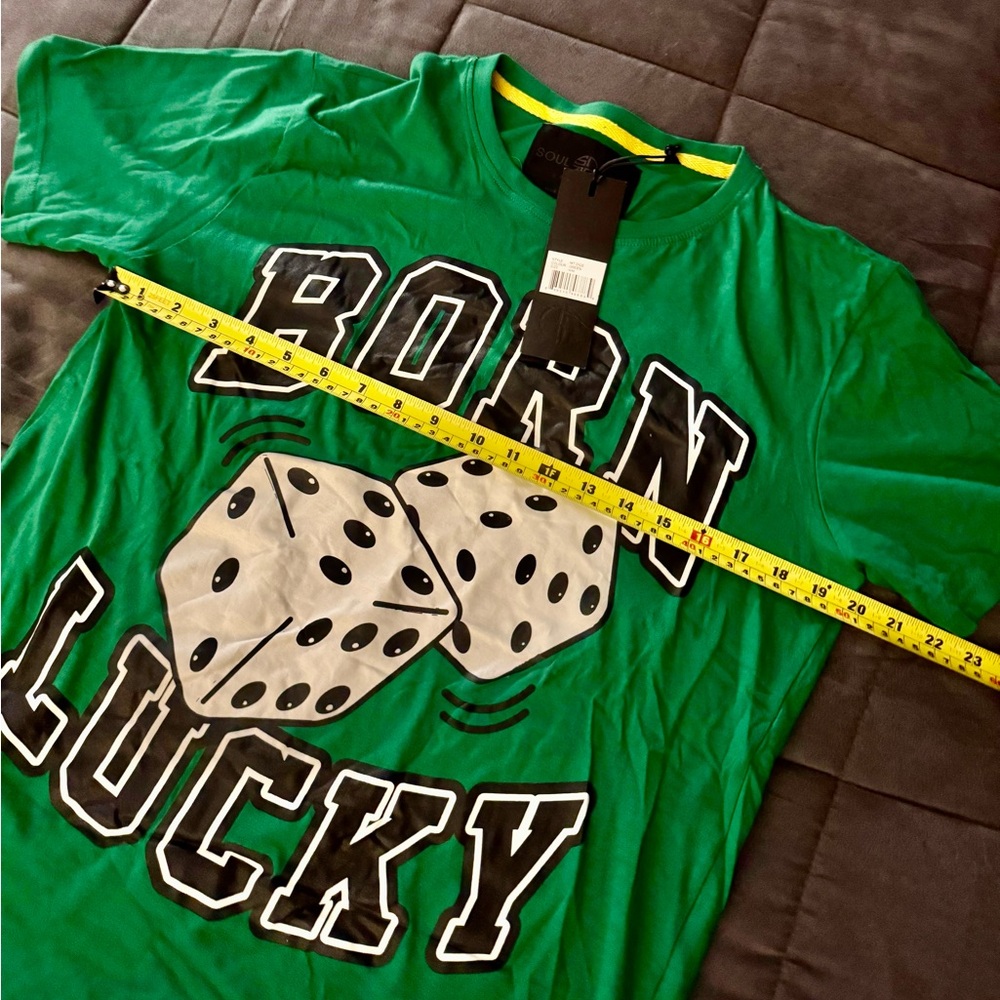Soul Star Green 'Born Lucky' Graphic T-Shirt - Picture 4 of 6